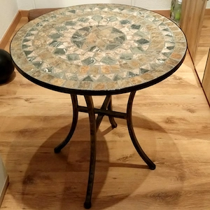 Mosaik Stein Tisch 60 cm Rund Metall,Robust ca.16kg,Garten Balkon