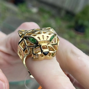 Cartier Panther Tsavorit grüner Granat 18kt Gold Ring SELTEN SCHWER 36,48 Gramm Bild 8