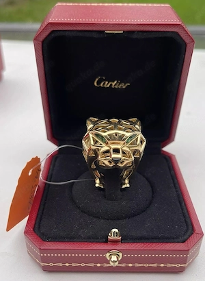 Cartier Panther Tsavorit grüner Granat 18kt Gold Ring SELTEN SCHWER 36,48 Gramm Bild 4