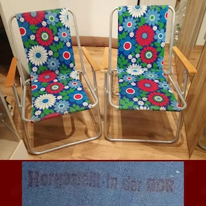 2 originale DDR Camping Stühle, Alu Klappstühle, Guter Zustand