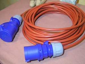 15M CEE Kabel in Signalfarbe rot orange Camping Wohnwagen Wohnmobil Boot