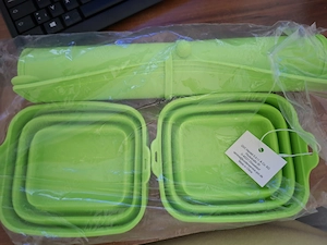 Cooks Essentials 2er Set Schüsseln und Schneidebrett faltbar rollbar Silikon