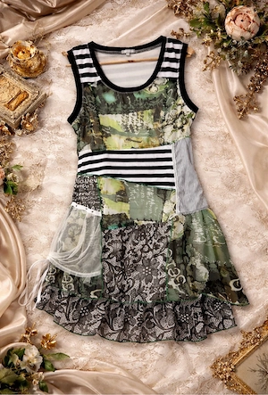 Vintage Kleid Sommerkleid grün Tüll midi M 38