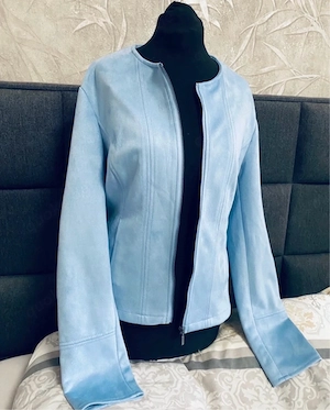 Neu Orsay Bikerjacke Jacke Wildlededoptik blau L 40