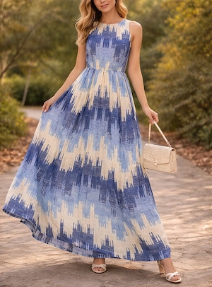 Neu Sommerkleid Maxikleid A-Linie XXL 44 blau