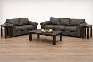 Wohnzimmer-Set Echtleder Echtholz Amerikanischer style