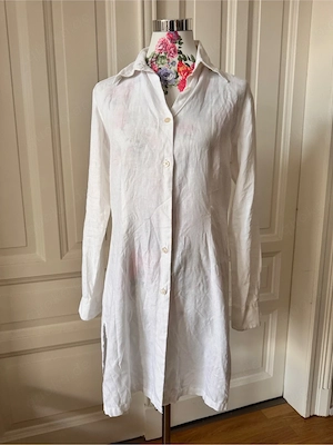 Lange weiße Bluse Leinen, 40