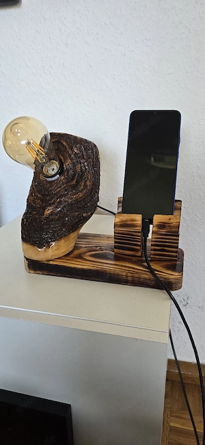 Handgemachte Holzlampe aus Naturholz   Unikat