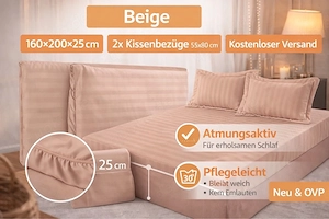 Spannbettlaken Set 160x200 cm + 2 Kissenbezüge 55x80 Feinbiber weich warm