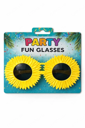 Fun Party Sonnenbrille Gelb   Blumenform   Kostüm & Festival Brille