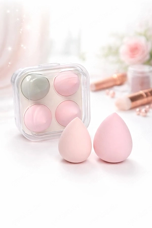 4x Make-up Schwämme Set   Beauty Sponge Kosmetik Schwamm Rosa