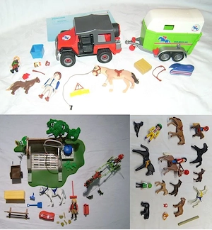 Playmobil-Sets: Pferde, Waschplatz, Geländewagen mit Anhänger