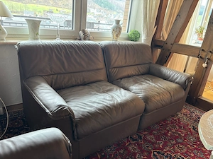 Rarität! Hochwertiges 2-Sitzer Sofa Leder Couch echt Büffelleder, zerlegbar. TOP Zustand! Bild 2