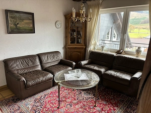 Rarität! 2 x 2-Sitzer Sofa Leder Couch echt Büffelleder, zerlegbar. TOP Zustand!