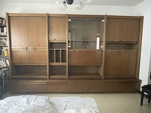 Schrankwand 70er Jahre zu verschenken, Eiche Furnier, 363cmx217cmx58 cm