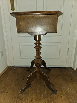 Antik! Schöner, alter Biedermeier Tisch Nähtisch mit Deckel und 2 Schubladen! Rarität! Bild 8