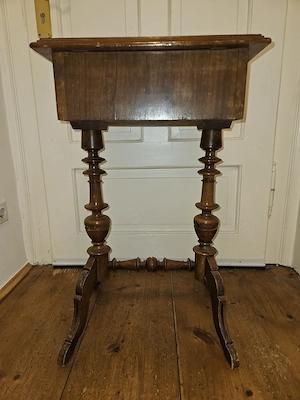 Antik! Schöner, alter Biedermeier Tisch Nähtisch mit Deckel und 2 Schubladen! Rarität! Bild 7