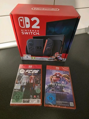 Nintendo Switch 2 Bundle Konsole mit 3 Spiele Mario FC26 Metroid