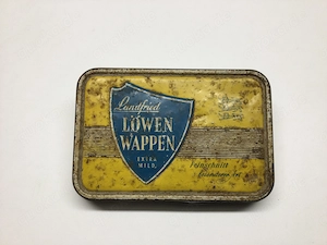 Landfried Löwen Wappen Blechdose antik