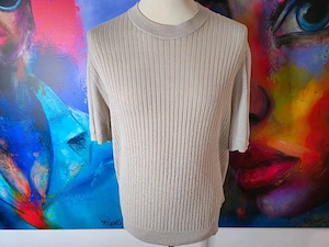 BOSS HUGO BOSS Leinen Strickshirt Größe L beige leicht luftig