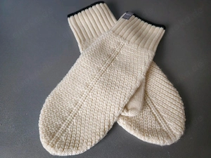 Icebreaker Strickhandschuhe Fäustlinge 100% Echtwolle creme,-weiß