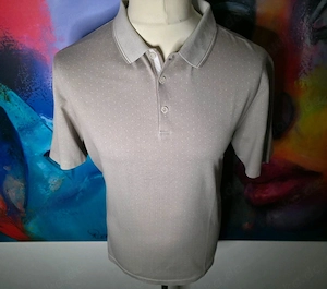Maerz Muenchen Polo-Shirt Gr. 52 L beige weiß gepunktet merceised