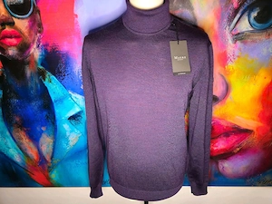Maerz Muenchen Merino Rollkragen Pullover Gr. 54 XL lila meliert