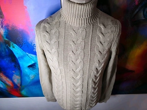 MORRIS Rollneck Pullover Zopfstrickmuster Größe L im beige -top Bild 1
