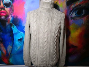 MORRIS Rollneck Pullover Zopfstrickmuster Größe L im beige -top Bild 4