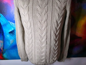 MORRIS Rollneck Pullover Zopfstrickmuster Größe L im beige -top Bild 3