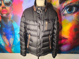 HANDSTICH Daunenjacke Winterjacke Größe 52 L schwarz Lederdetails