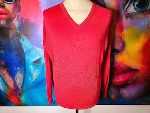 Sergio Valletta V-Neck Jumper Pullover Gr. L 70% Seide 30% Cotton