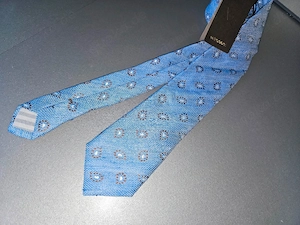 WINDSOR Deigner Krawatte 100% Seide hellblau Medaillon Musterung