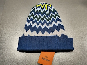 MISSONI Beanie Mütze aus Baumwolle mit Zickzack Muster