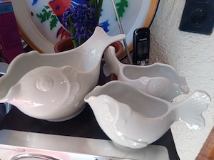 Seltmann Weiden Serie "Petri Heil", Saucieren in Fischform eine große und zwei kleine