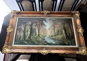 Großes Ölgemälde mit Goldrahmen 150x90 Bild Vintage