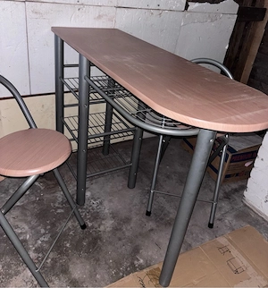 Bartisch Beistelltisch mit zwei Stühlen   hockern