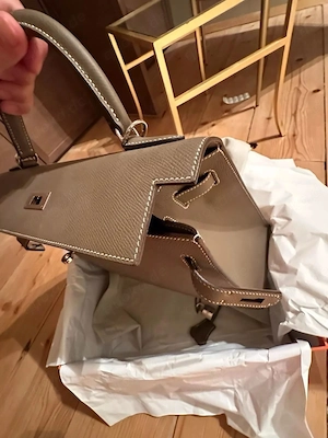 Hermes Kelly Bag 32 Etoupe Mit Rechnung, Box, Staubbeutel Bild 10
