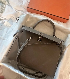 Hermes Kelly Bag 32 Etoupe Mit Rechnung, Box, Staubbeutel Bild 7