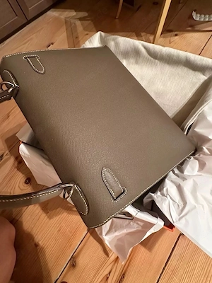 Hermes Kelly Bag 32 Etoupe Mit Rechnung, Box, Staubbeutel Bild 8