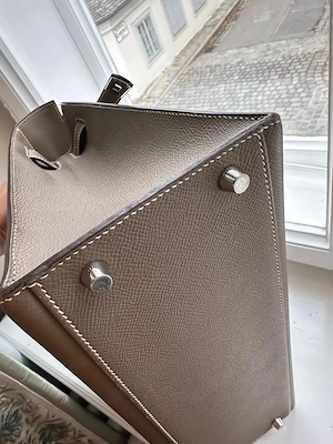 Hermes Kelly Bag 32 Etoupe Mit Rechnung, Box, Staubbeutel Bild 5