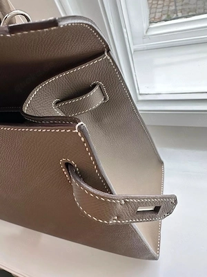 Hermes Kelly Bag 32 Etoupe Mit Rechnung, Box, Staubbeutel Bild 9