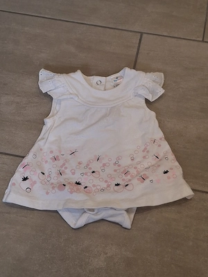 Bodykleid weiß kurzarm rosa Schmetterlinge Topomini Gr. 50 56