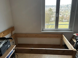 Massivholzbett Holzbett Bett 1m x 2 m Massivholz Gestell Lattenrost Matratze Seniorenbett