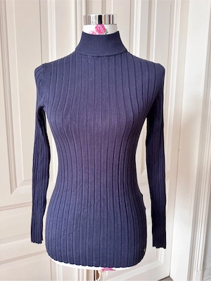 Rollkragenpullover blau, S