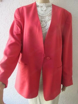 NEU Kragenlos Schurwolle Anzug Kostüm Blazer "GERRY WEBER" Gr. 42- 44  M- L himbeere azalee 