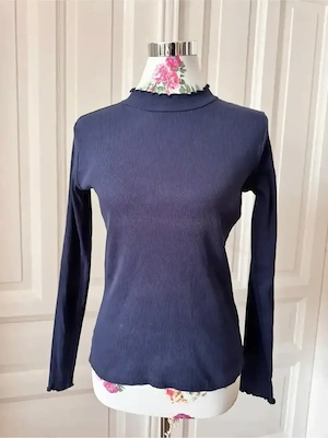 Rollkragenpullover blau, S