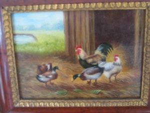 Kleine Tiergemälde Öl auf Holz