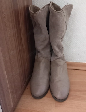 Damen Leder Velourstiefel