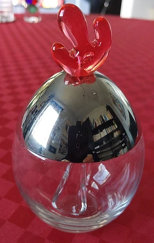 Alessi Senfglas 3-teilig bestehen aus: Glas, Gaslöffel, Deckel